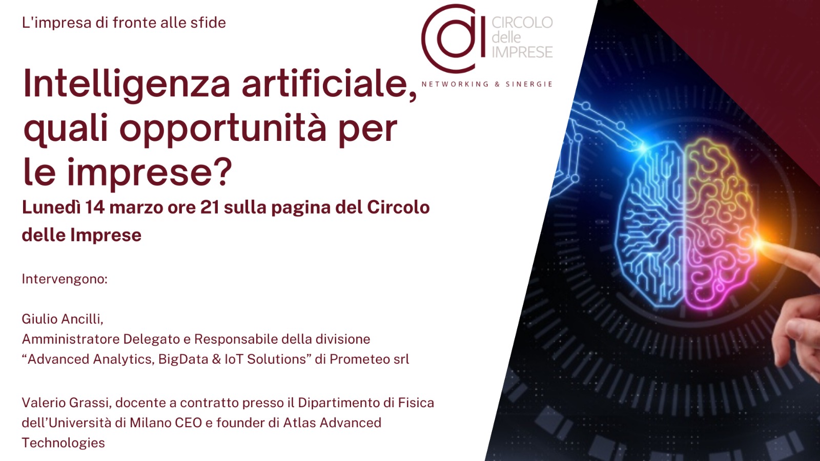 Webinar su Intelligenza Artificiale dell’Innovation Manager di Unilock Dott. Valerio Grassi
